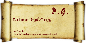 Malmer György névjegykártya